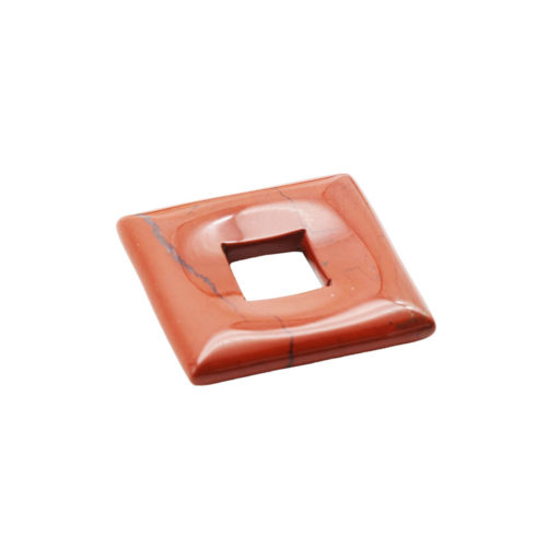 pendentif pi chinois ou donut jaspe rouge petit carré