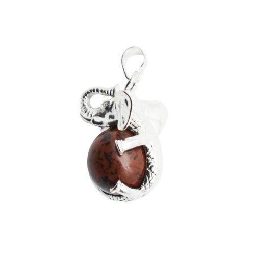 pendentif obsidienne acajou elephant
