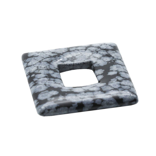 pendentif pi chinois ou donut obsidienne neige carré