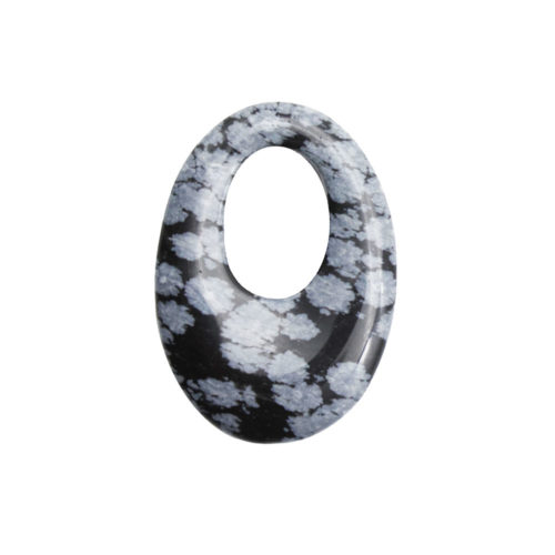 pendentif pi chinois ou donut obsidienne neige oval