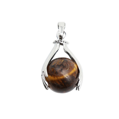 pendentif oeil de tigre deux mains
