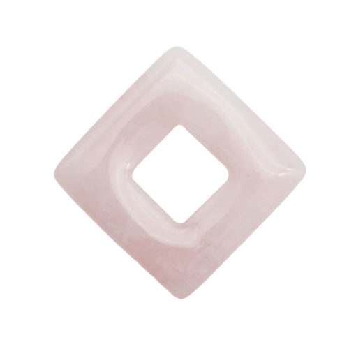 pendentif pi chinois ou donut quartz rose carré