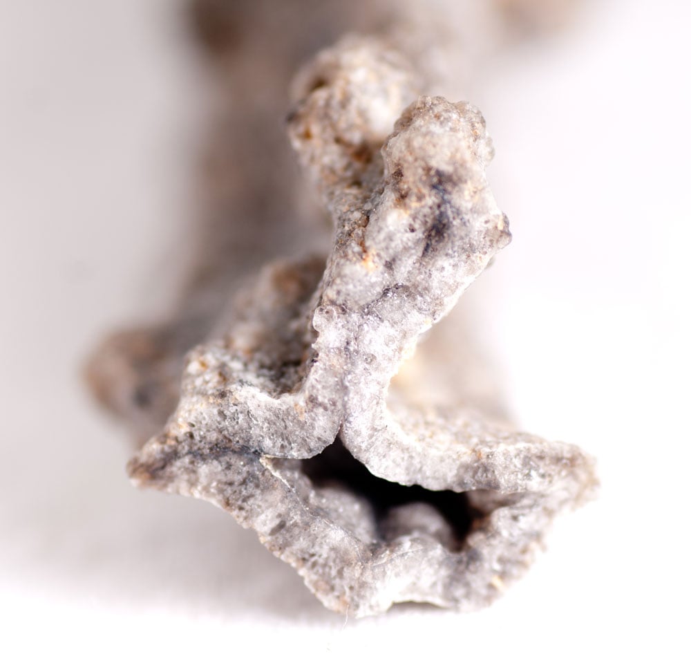 Fulgurite Sahara tube creux brut - verre éclair amorphe, sable fondu par foudre, nature minéraloïde