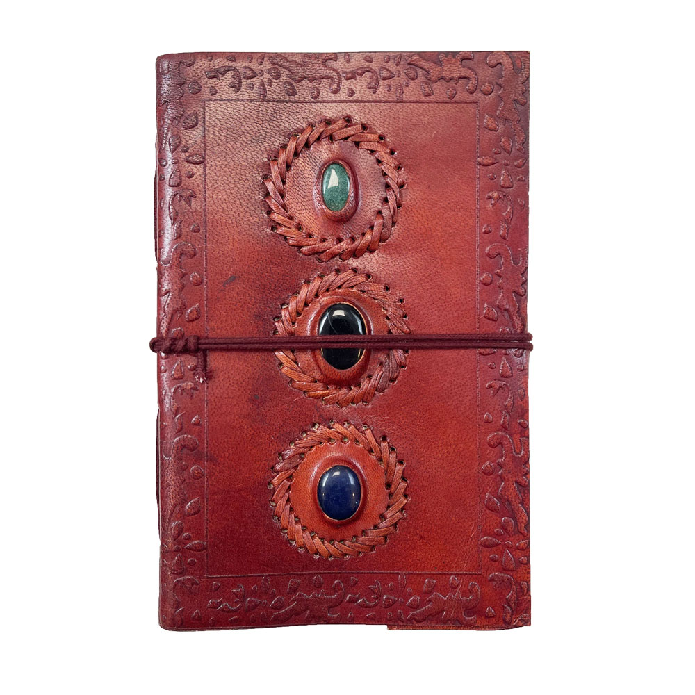 Journal Intime ou Carnet en cuir - 3 pierres - 12 x 22cm - France Minéraux