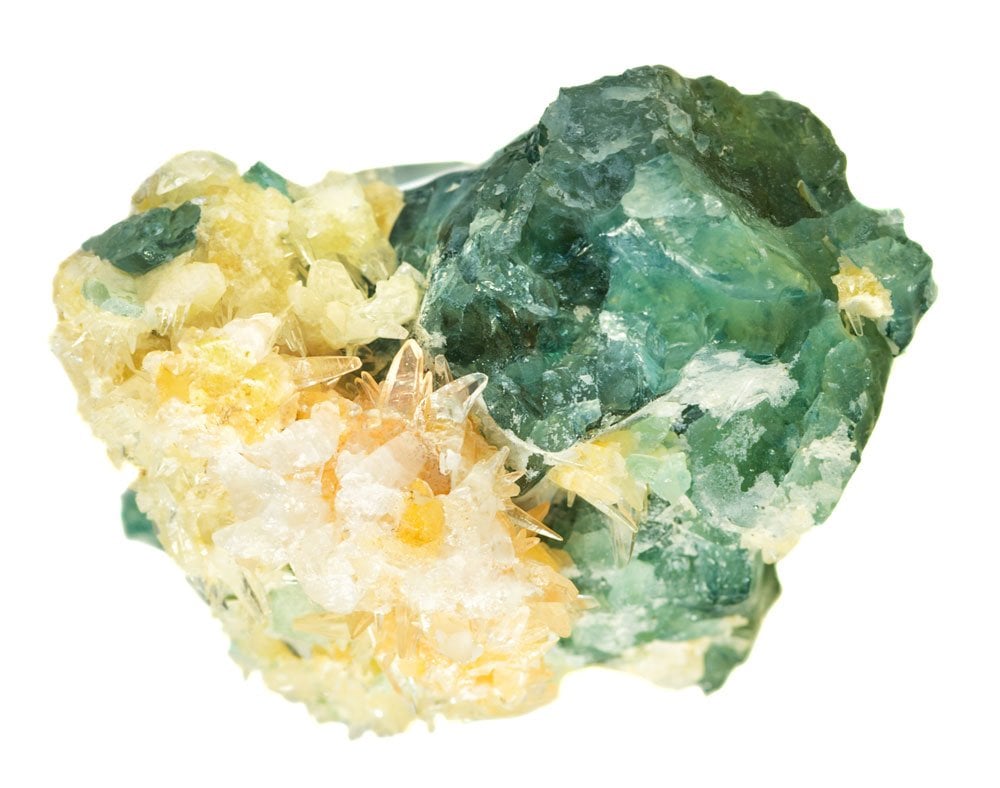 Apatite verte du Brésil - cristaux hexagonaux, phosphate de calcium, gisement Minas Gerais