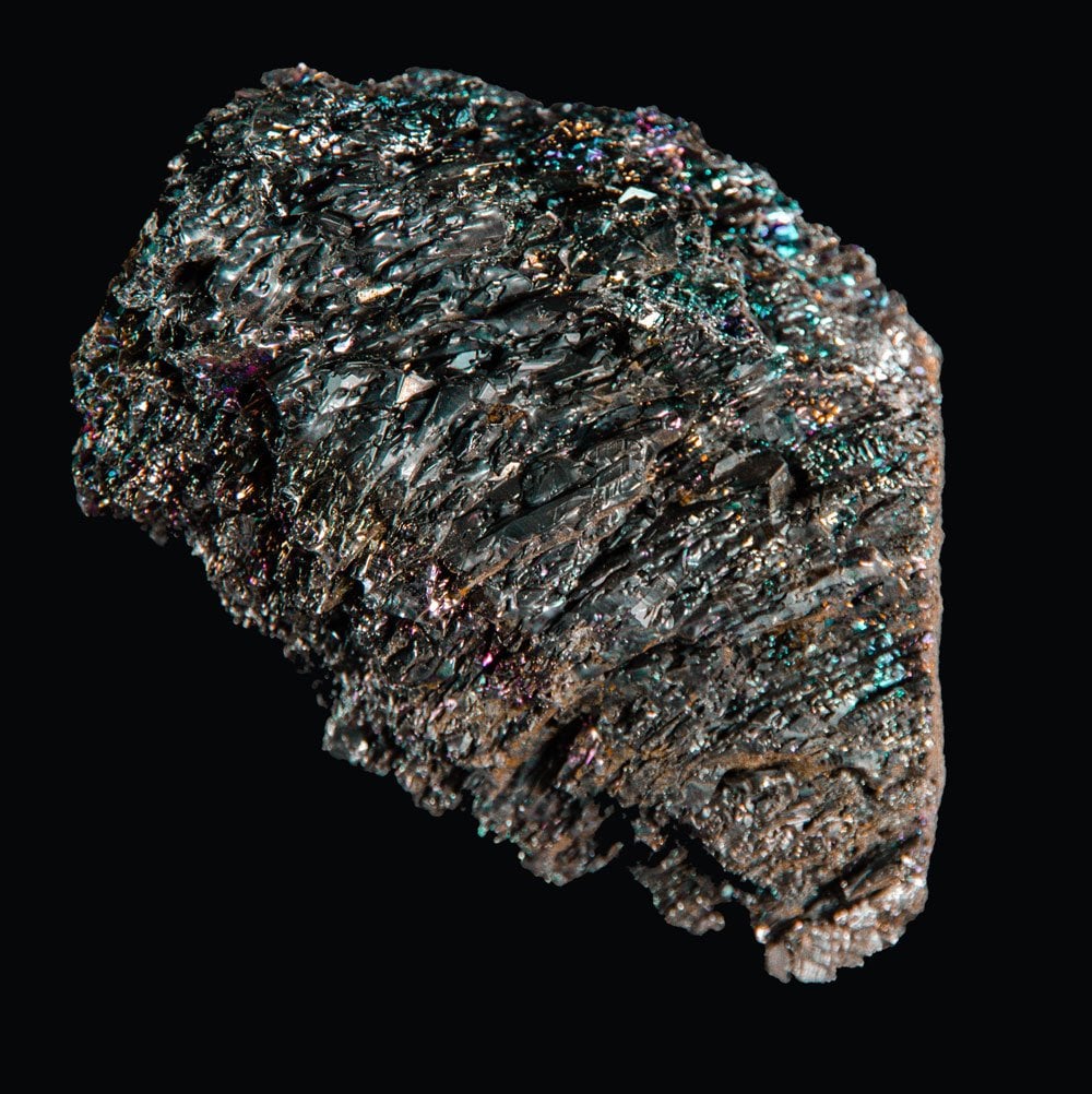 Carborandite arc-en-ciel iridescente - fusion silicium carbone 1200°C, polytype hexagonal 6H