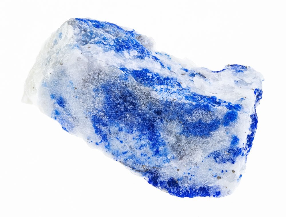 Lazurite cristallisée brute - origine Afghanistan Badakhshan mines Sar-e-Sang composition tectosilicate