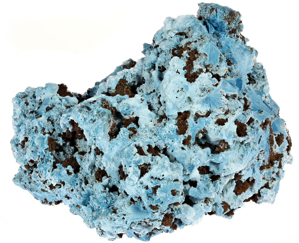 Shattuckite bleu profond orthorhombique - silicate de cuivre rare, formation secondaire par oxydation des gisements de cuivre