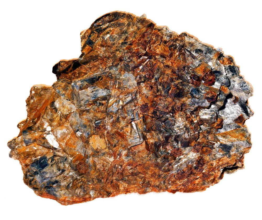 Sillimanite fibreuse fibrolite compacte gris-beige - gisements Inde Sri Lanka roche métamorphique