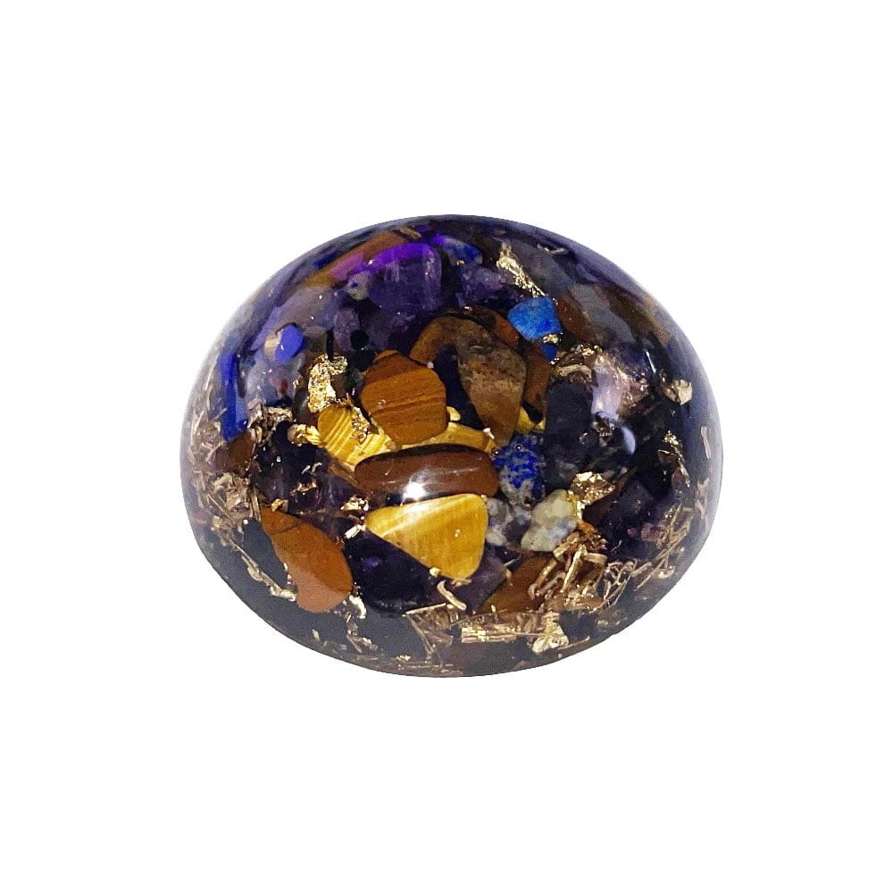 Sphère d'Orgonite sélénite avec fleur de vie - 5 cm L'orgone protège.