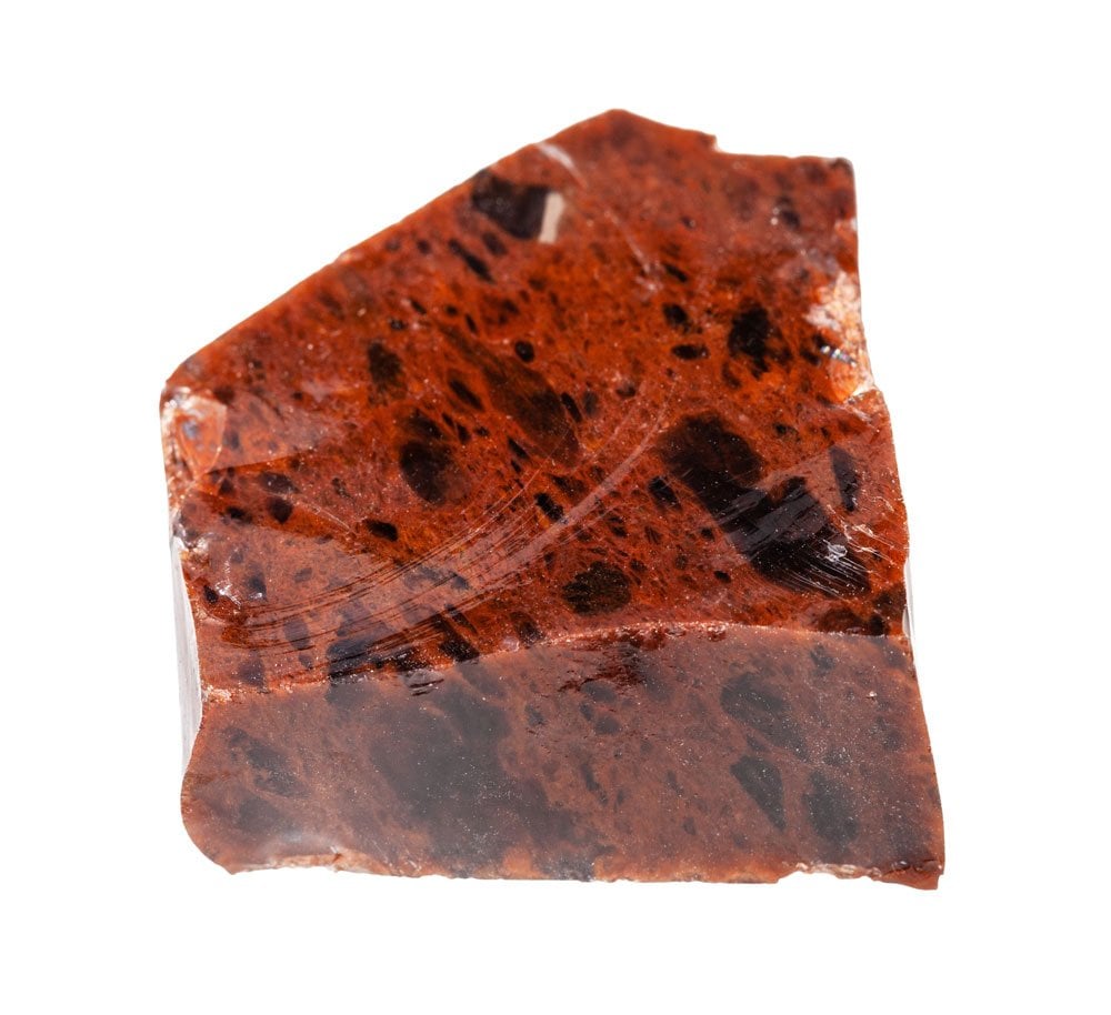 Obsidienne acajou naturelle du Mexique - verre volcanique noir avec taches mahogany, origine et composition