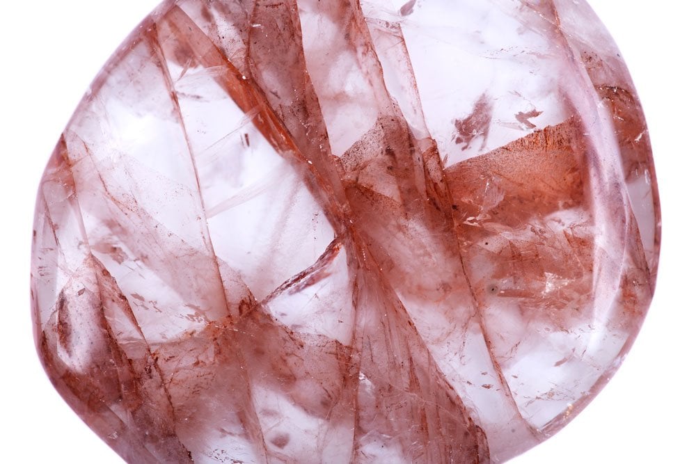 Quartz hématoïde naturel du Brésil - inclusions d'hématite, dureté et densité minéralogique