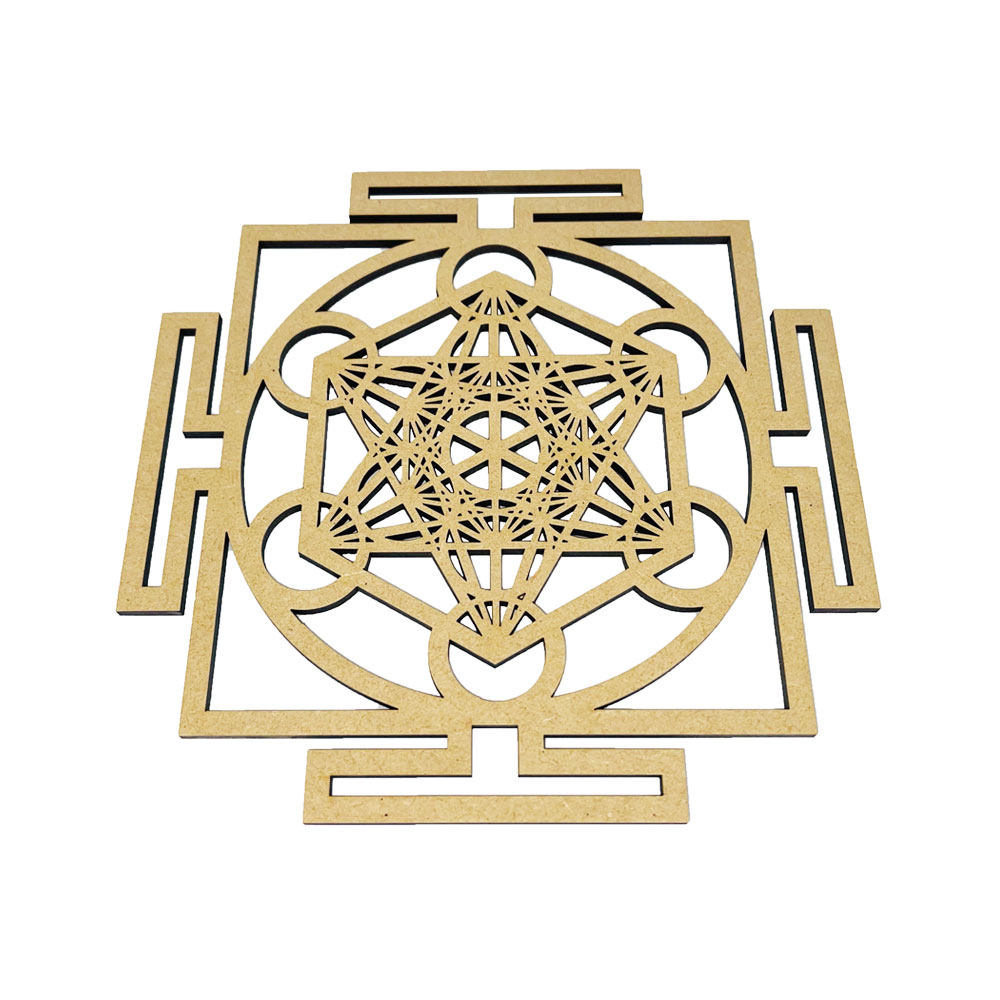 Plaque de rechargement Métatron et Yantra - Bois sculpté