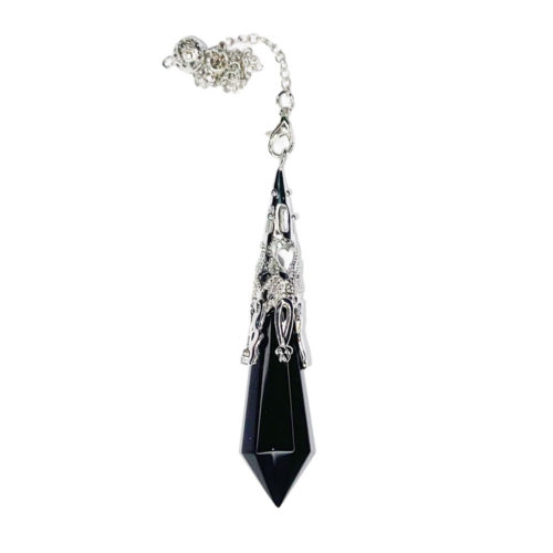 pendule tourmaline noire métal