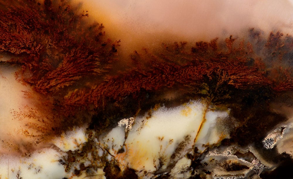 Agate dendritique naturelle d'Australie ou Madagascar - motifs dendritiques fins, origine minérale