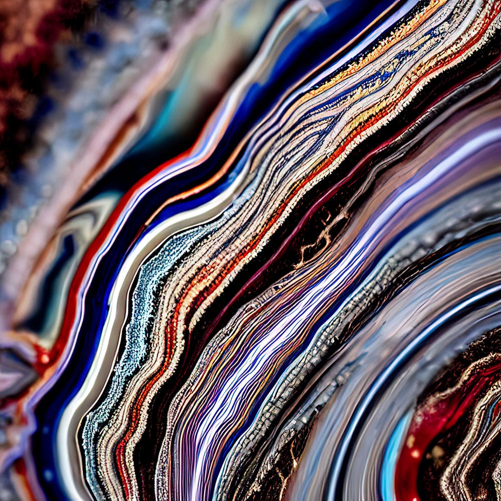 Fordite Michigan Detroit - couches de peinture nitrocellulose multicolores, composition synthétique amorphe