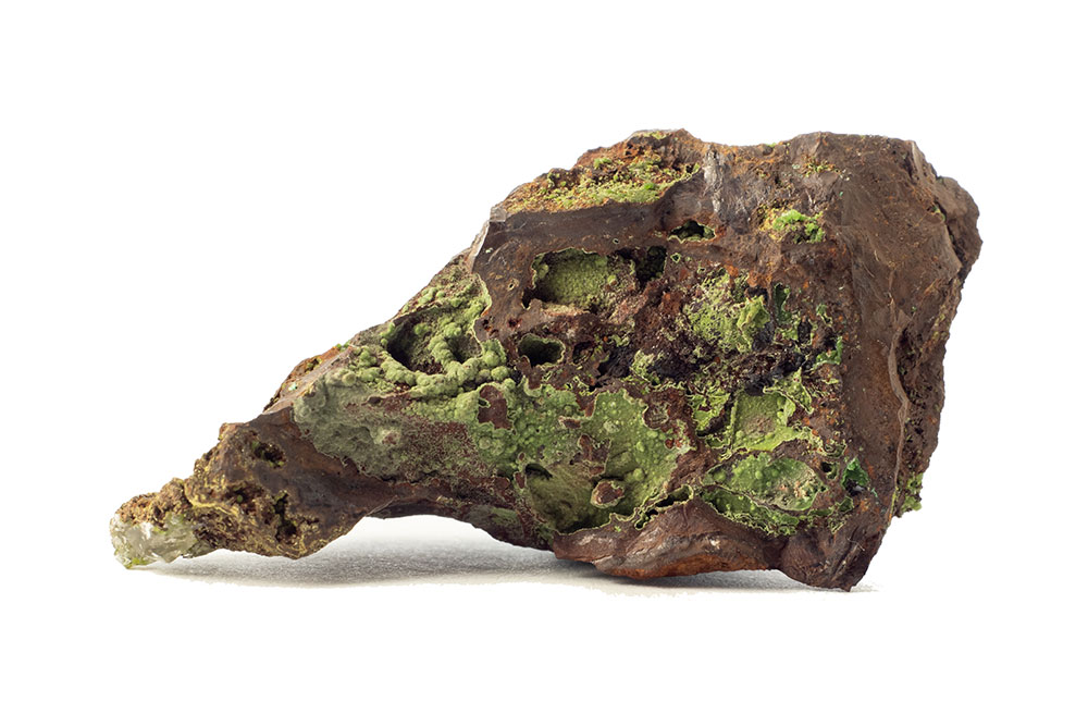 Conichalcite verte botryoïde Maroc Namibie - arséniate cuivre calcium origines minéralogiques