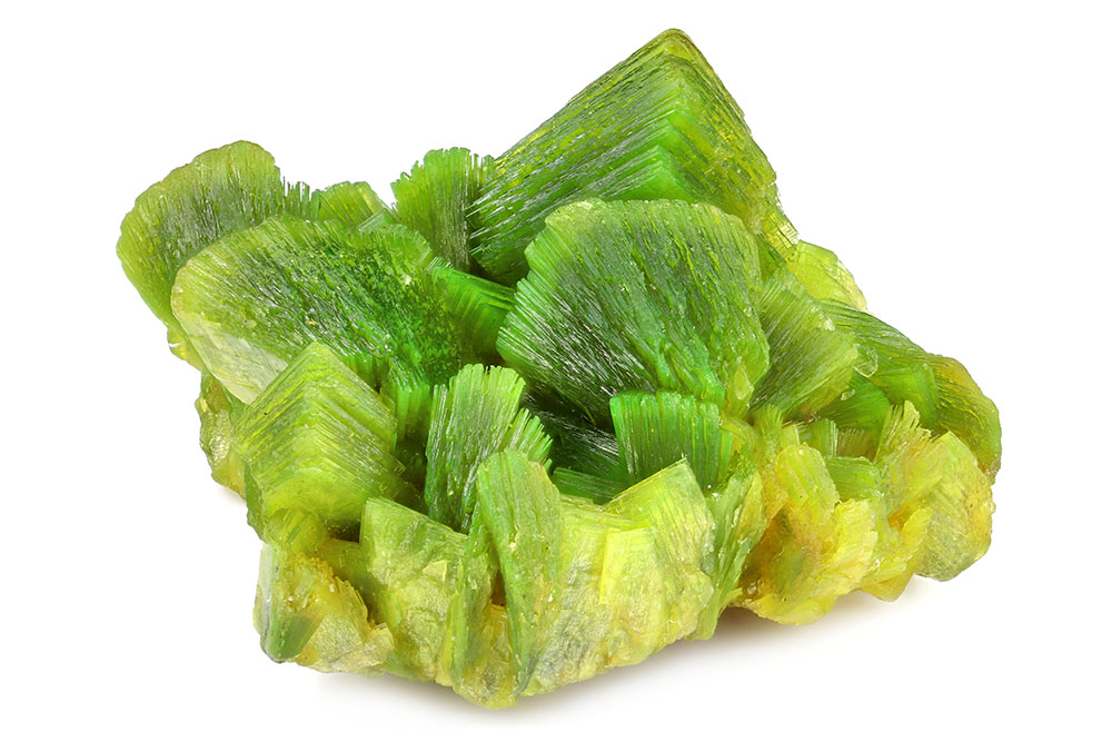 Autunite cristaux polis brillants - propriétés lithothérapique créativité transformation abondance