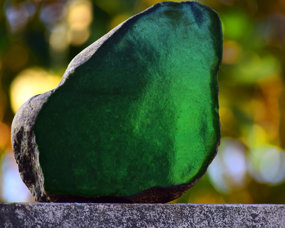 Pierre chloromélanite noire-verte - histoire du jade noir guerrier Maya Aztèque