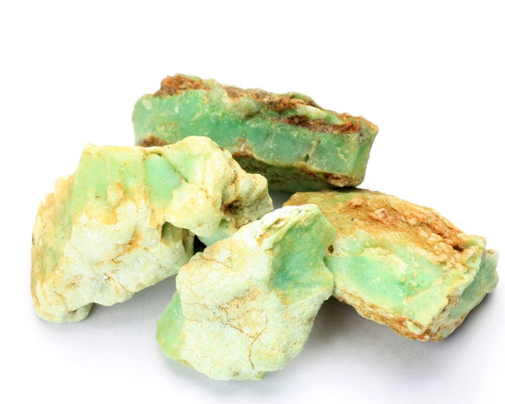 Chrysoprase citron brute jaune pâle à vert anis — origine géologique, composition et gisements en Australie