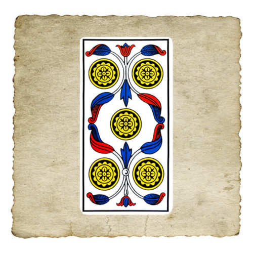 Le Cinq de Denier Arcane n°55 du Tarot de Marseille France Minéraux