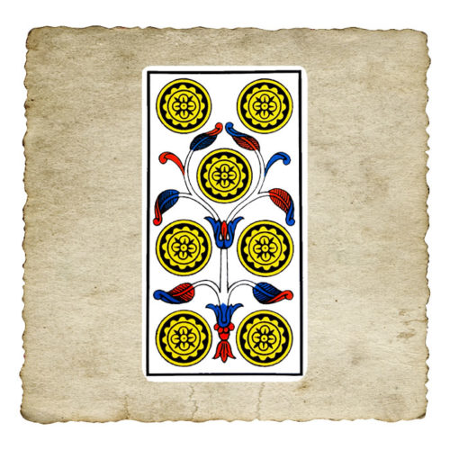 Le Sept de Denier Arcane n°57 du Tarot de Marseille France Minéraux