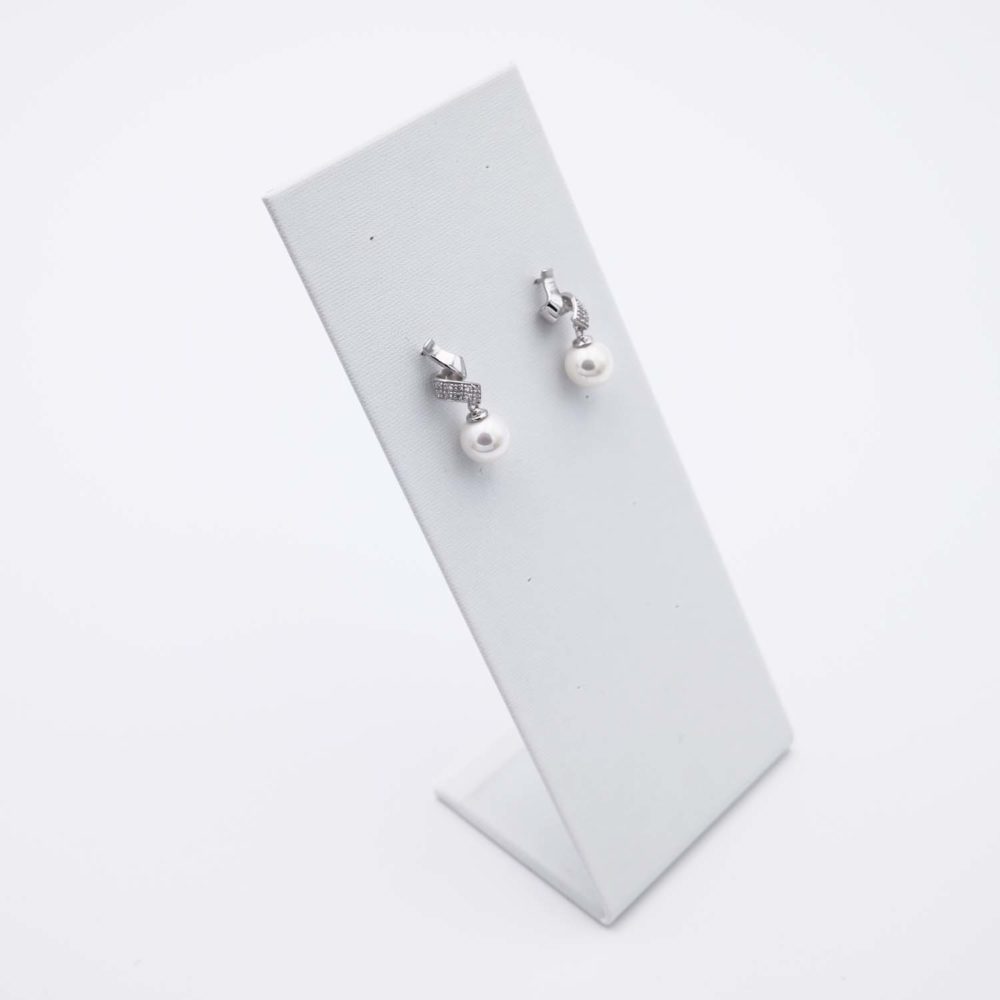 Boucles d'Oreilles en Perles de Majorque - 10 mm - Long. 26 mm - Image 5