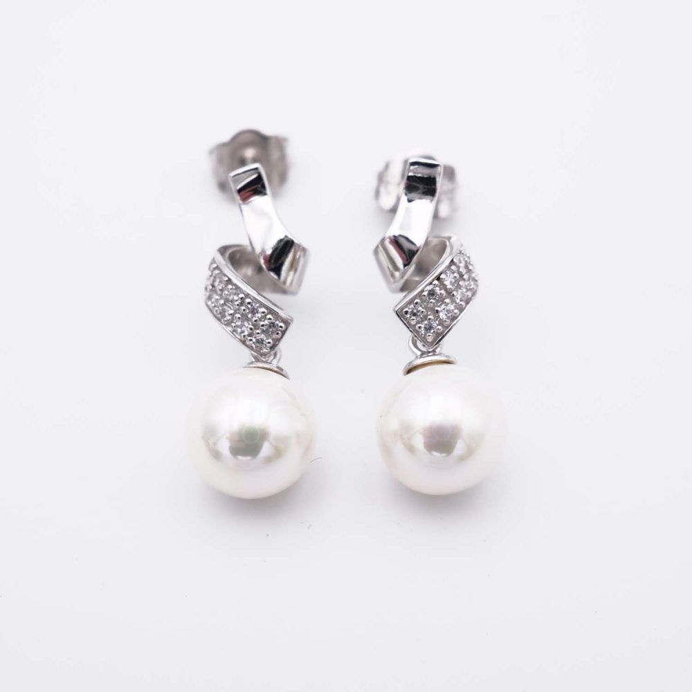 Boucles d'Oreilles en Perles de Majorque - 10 mm - Long. 26 mm - Image 4