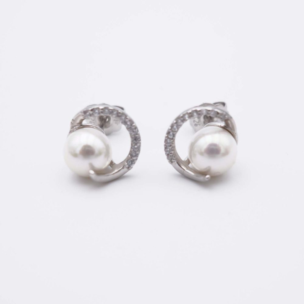 Boucles d'Oreilles en Perles de Majorque - 8 mm - Long. 13 mm - Image 2