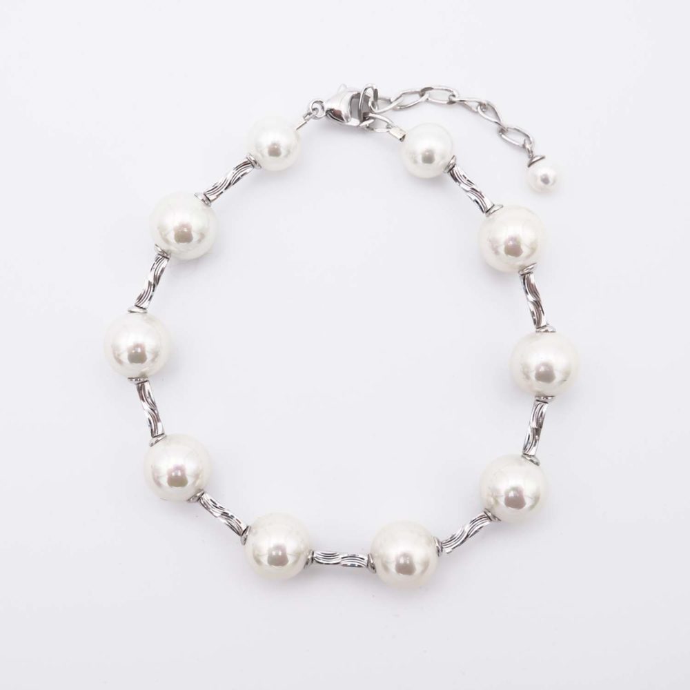 Bracelet en Perles de Majorque - 10 mm - Long. 20 cm - Image 2