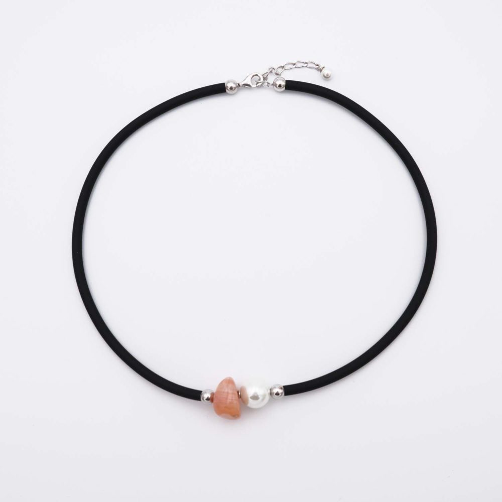 Collier en Perles de Majorque et Cornaline - 12 mm - Long. 38 à 42 cm - Image 3