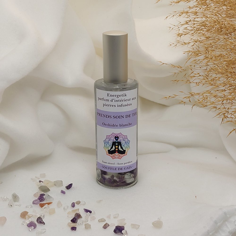 Parfum d'intérieur aux pierres prends soin de toi senteur orchidée blanche - Image 2
