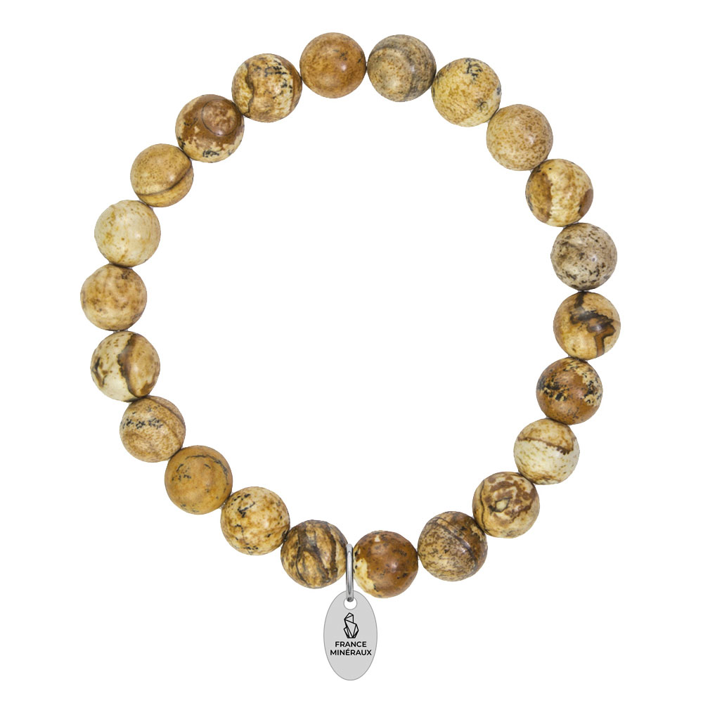 Bracelet Jaspe Paysage - Perles de 8mm – Image 2
