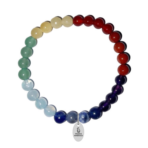 Bracelet 7 Chakras - Pierres boules 6mm
