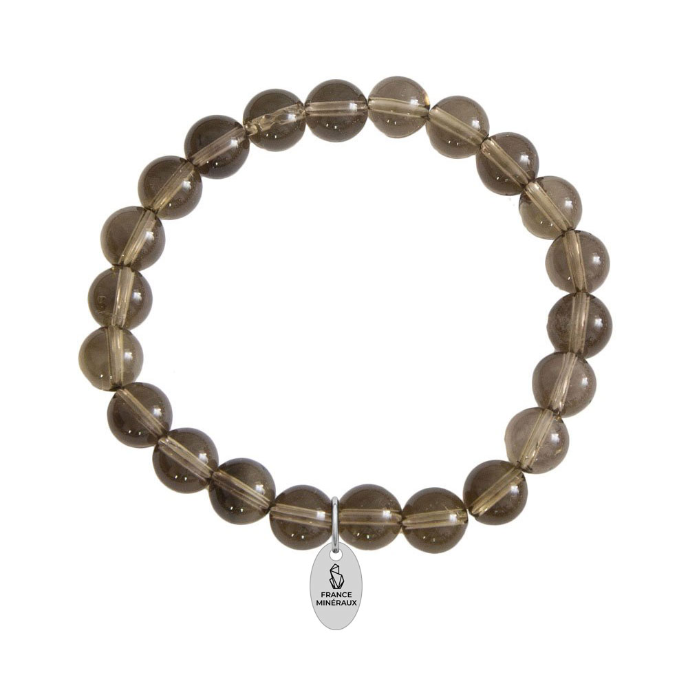Bracelet Quartz Fumé - Perles de 8mm