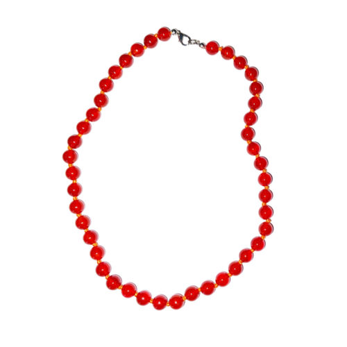 Collier Cornaline - Pierres boules nouées 8mm - 45cm