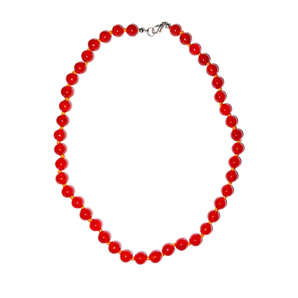 Collier Cornaline - Pierres boules nouées 8mm - 45cm – Image 2
