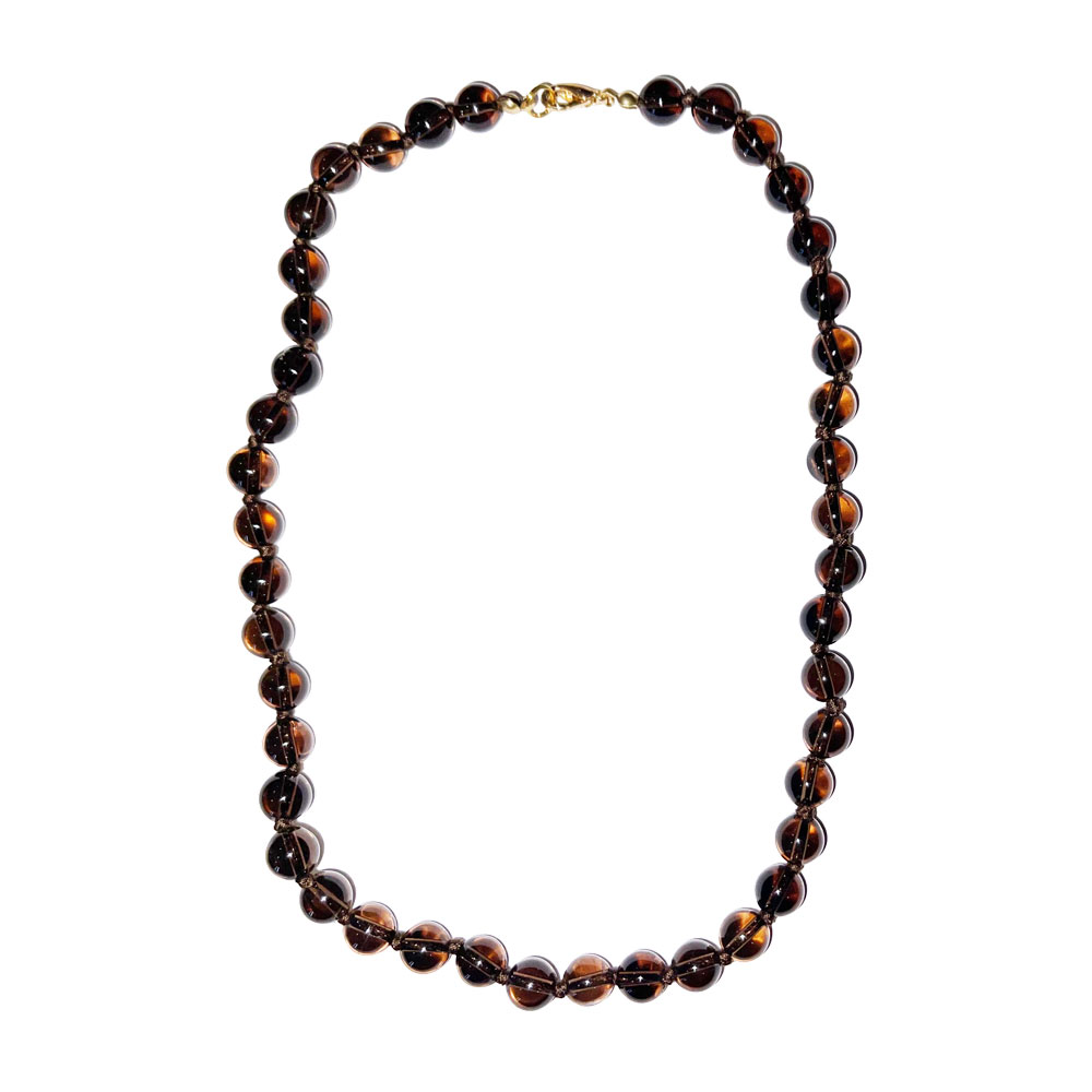 Collier Quartz fumé - Pierres boules nouées 8mm - 45cm