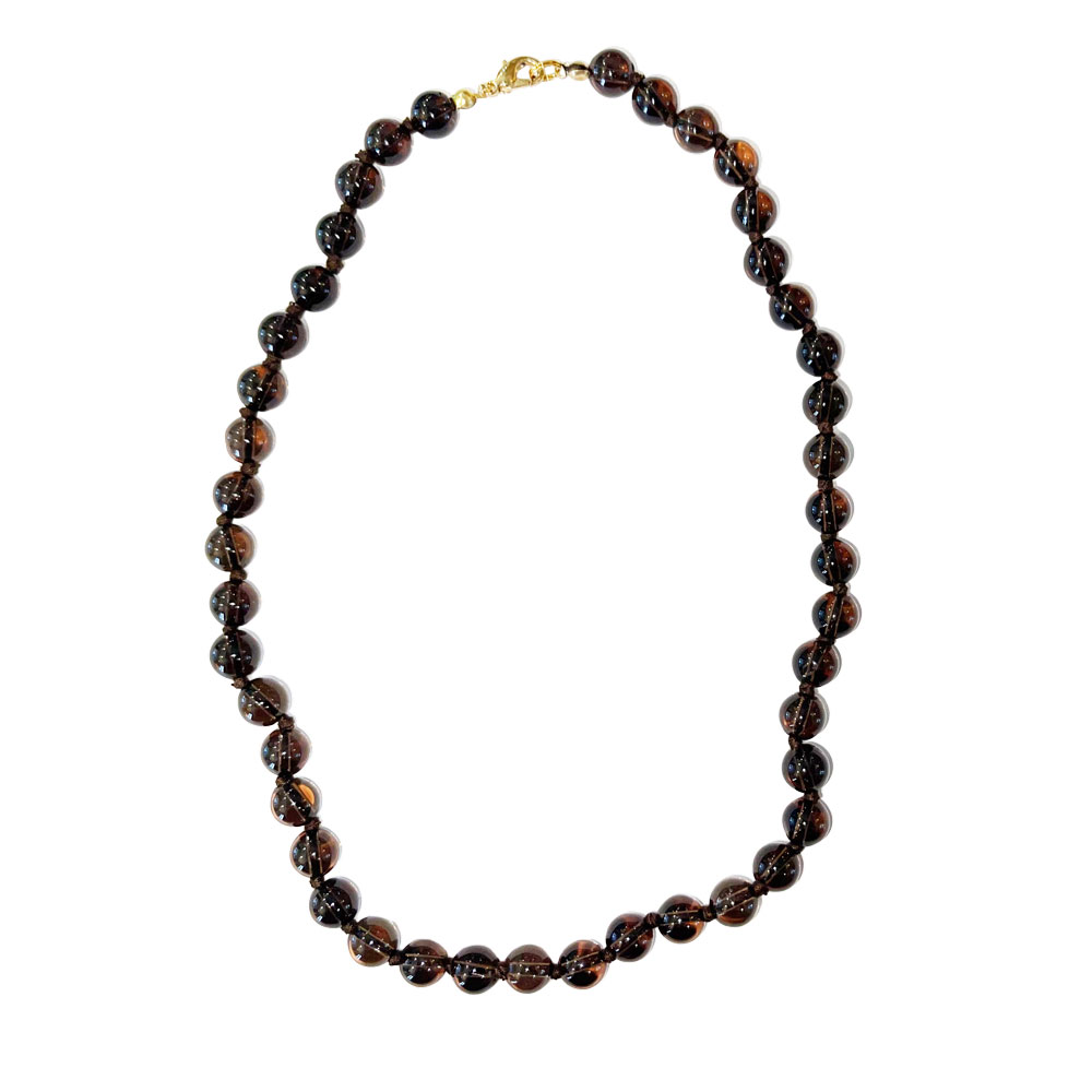 Collier Quartz fumé - Pierres boules nouées 8mm - 45cm – Image 2