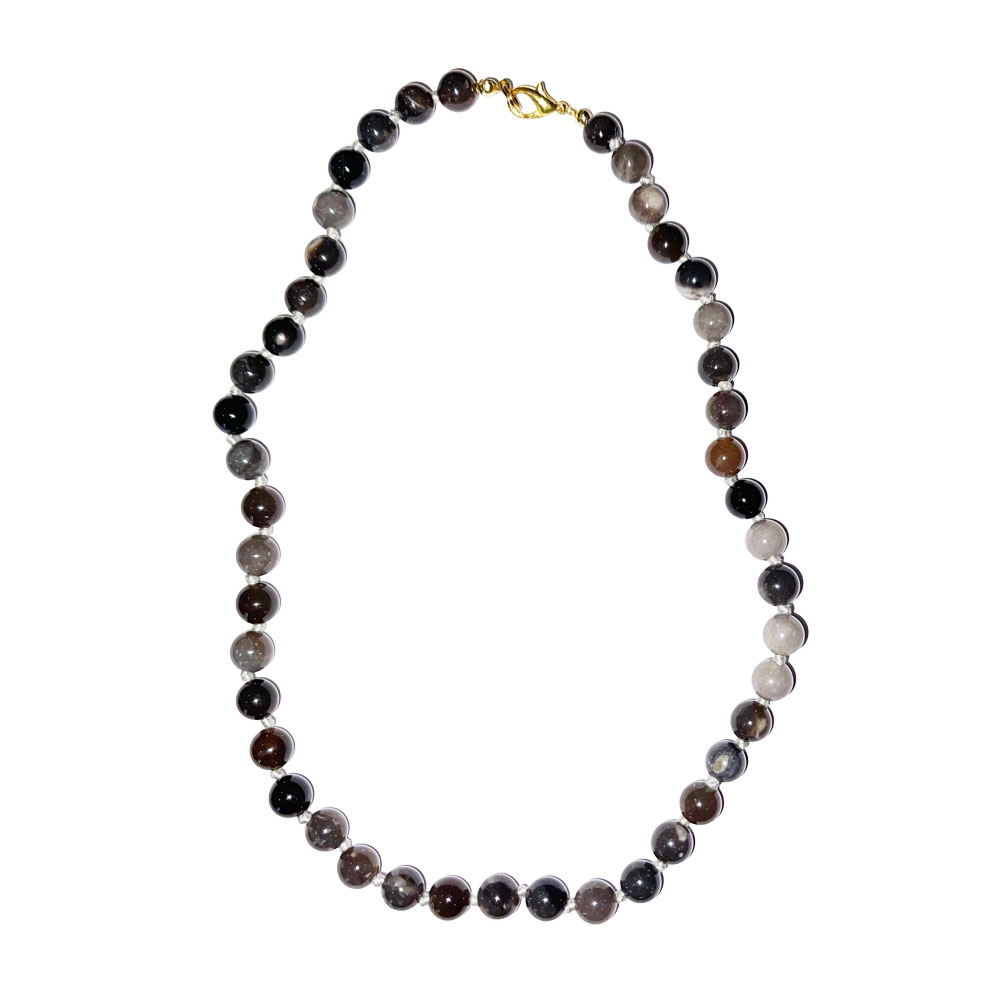 Collier Silex - Pierres boules nouées 8mm - 45cm