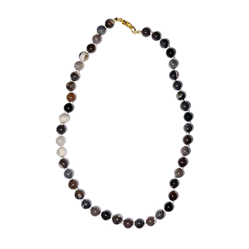 Collier Silex - Pierres boules nouées 8mm - 45cm – Image 2