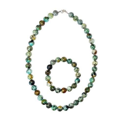 parure turquoise d'afrique pierres boules