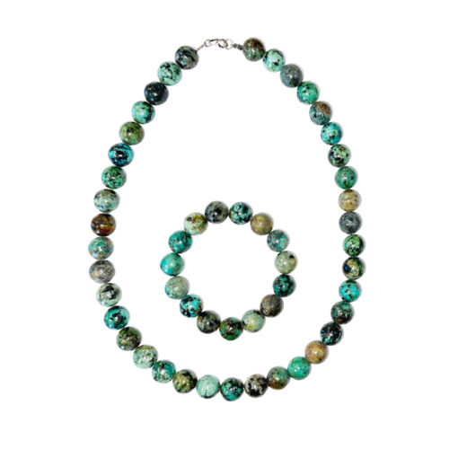 parure turquoise d'afrique pierres boules