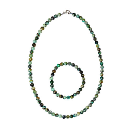 parure turquoise d'afrique pierres boules