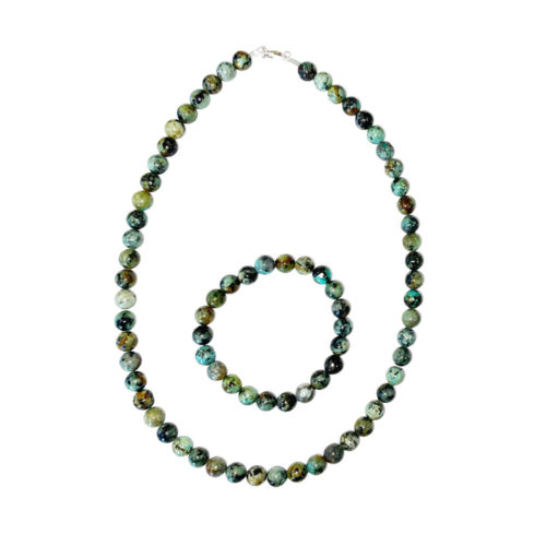 parure turquoise d'afrique pierres boules