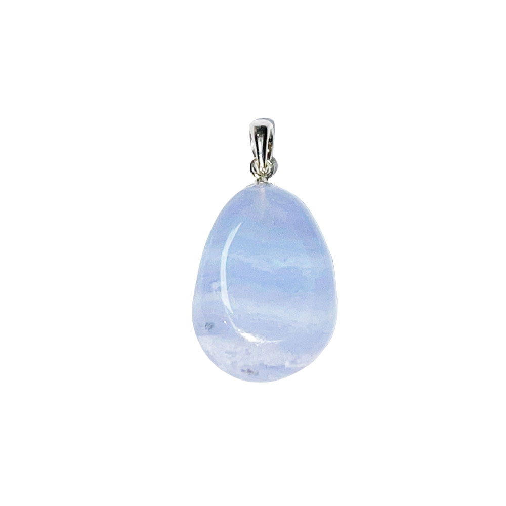 Pendentif Argent 925 - Calcédoine pierre roulée