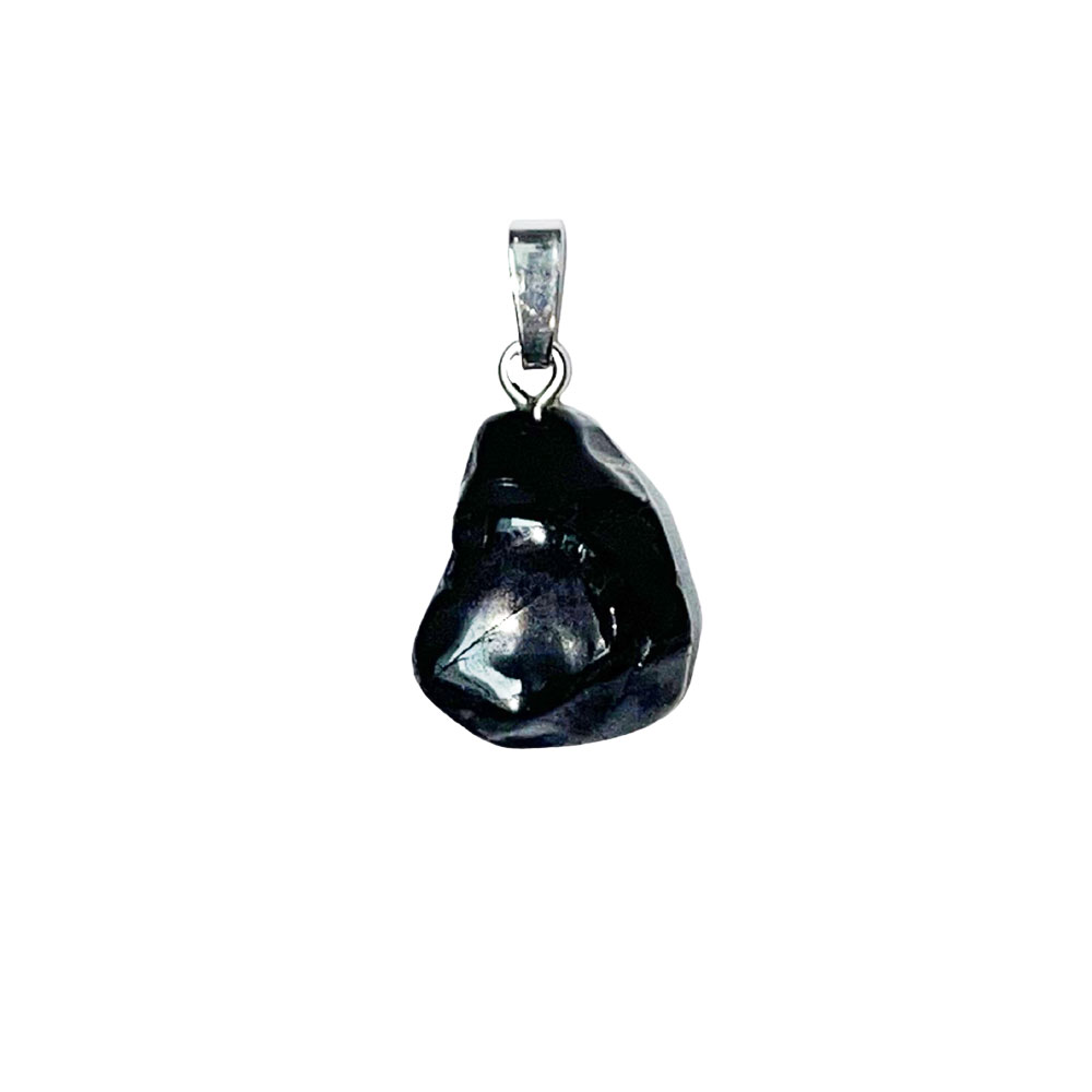 Pendentif Argent 925 - Spinelle noir pierre roulée