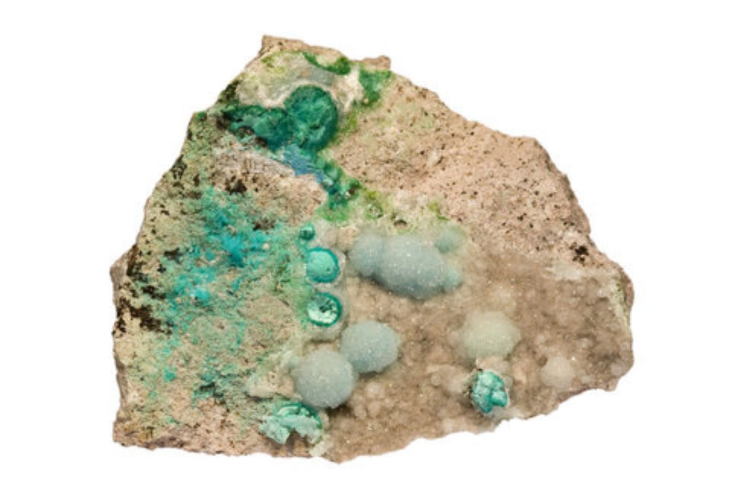 Cristaux de clinoptilolite blanche et beige, vue macroscopique montrant la texture poreuse naturelle