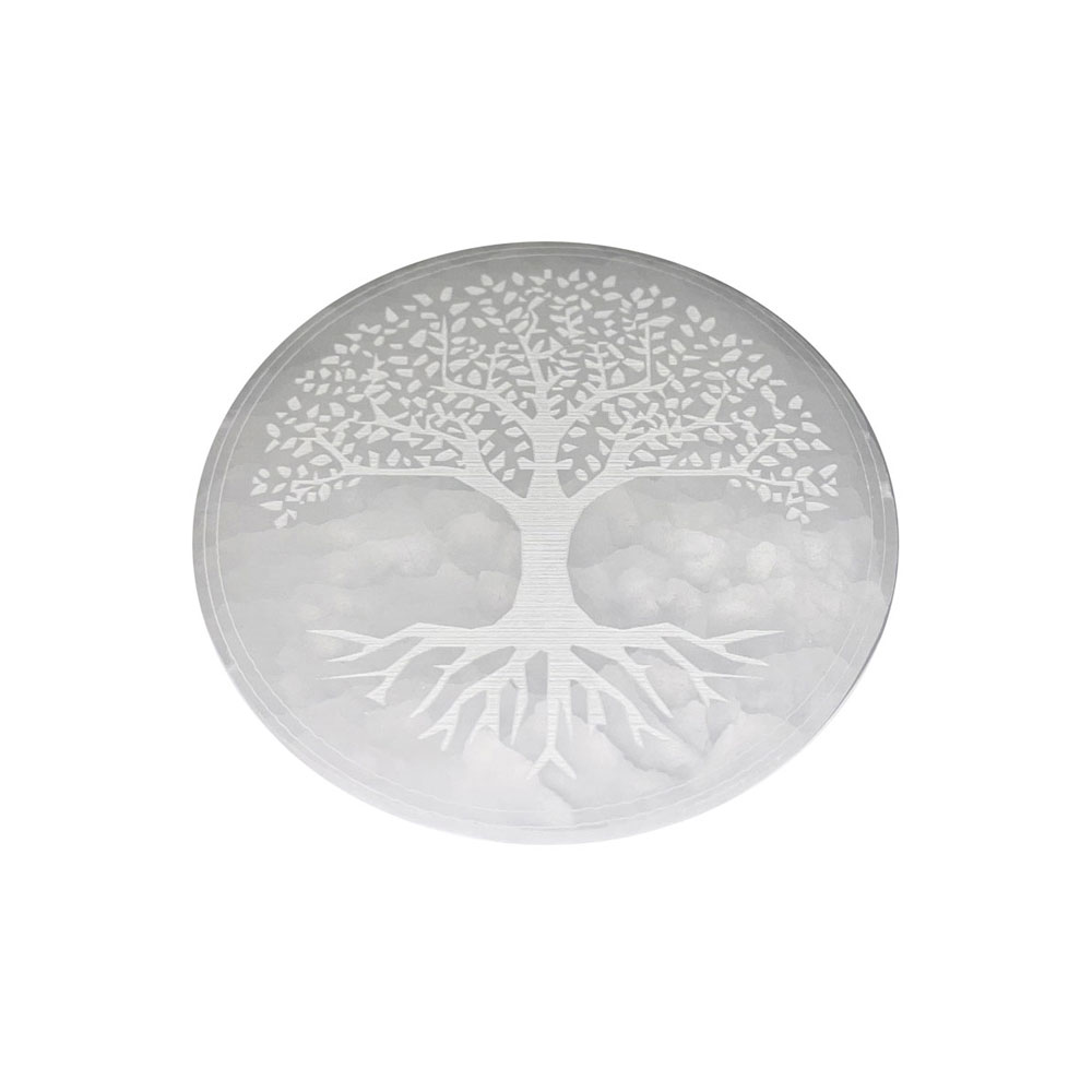 Plaque de rechargement Sélénite – Arbre de vie – 10cm