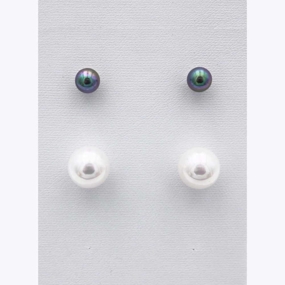 Duo de Boucles d'Oreilles en Perles de Majorque - 7 et 12 mm - Image 8